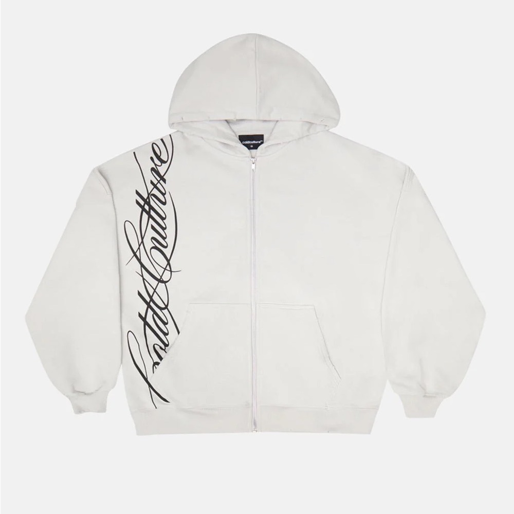 Cold Culture Script Hoodie in Light Grey XS